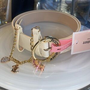 Juicy Couture off White Belt with Gold Accents